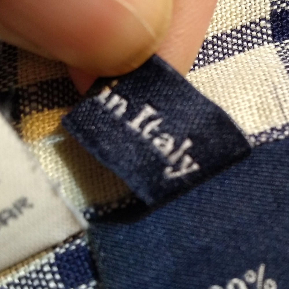 Eremenegildo Zegna Men's Collared Shirt, Sz XL 100% Linen Cream with Blue… - Picture 10 of 12